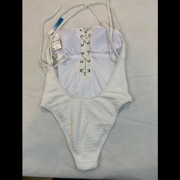 NWT Lucky‎ Brand Havana Lace-Up One-Piece Swimsuit in White [SZ Large ] - Picture 5 of 8